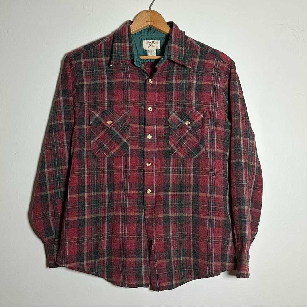 Vintage Oakton Ltd Tartan Plaid Long Sleeve Button Down Flannel Shirt Sz L